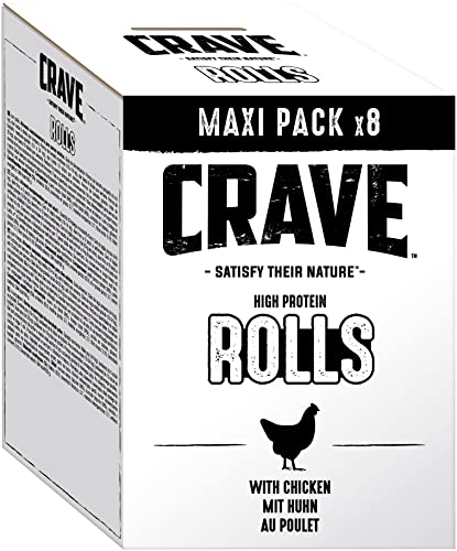 Crave Hundesnacks im Multipack High Protein Rolls mit 100% natürlichem Huhn im Maxi Pack, 8 Packungen (8 x 50 g) von CRAVE