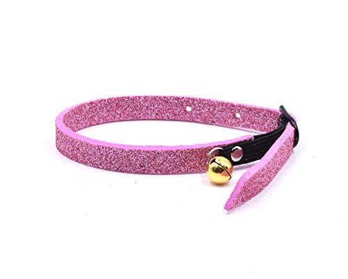 CRAZY FAMILY SHOP Halsband für Katzen, aus weichem Glitter-Schaumstoff mit elastischem Anti-Strang-Gummi und goldfarbener Glocke (Rosa) von CRAZY FAMILY SHOP