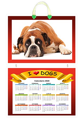 CRAZY FAMILY SHOP Kalender 2020 Serie Cani. (Dogs) Laminat (laminiert) mit hoher Stärke 350 Micron (175 für Seite) Bulldog 31 x 45 cm Ca. von CRAZY FAMILY SHOP