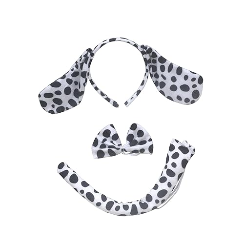 3-teiliges Hunde-Stirnband, Ohren und Schwanz, Fliege, Halloween, Welpenkostüm, Schwarz / Weiß 3-teiliges Hunde-Stirnband, Ohren und Schwanz, Fliege, Halloween, Welpenkostüm, Schwarz / Weiß von CRDARAAV
