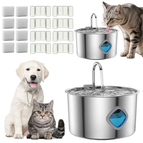 2025 Upgrade Edelstahl Katzenbrunnen 3,2L, Automatischer, Leiser Trinkbrunnen mit Wasserstandsanzeige, Mehrschichtiges Filtersystem, Trinkspender for Katzen und Hunde 2025 Upgrade Edelstahl Katzenbrunnen 3,2L, Automatischer, Leiser Trinkbrunnen mit Wasserstandsanzeige, Mehrschichtiges Filtersystem, Trinkspender for Katzen und Hunde von CRGANGZY