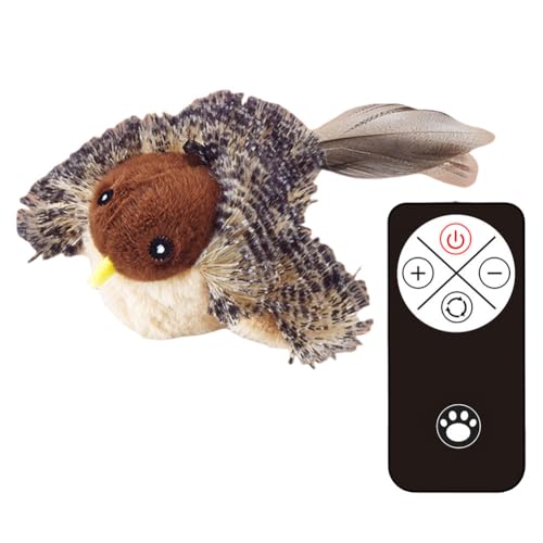 CRGANGZY Interaktive Katzenspielzeug Kätzchen Chirping Vogelspielzeug Plüschkatzen Haustiere necken Spielzeug Elektrische Quietsch Simulationsvogel for Innenkatzen (Fernbedienung) von CRGANGZY