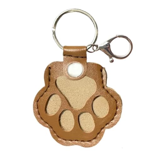 CRGANGZY Schlüsselanhänger mit Tierhaaren als Andenken, Leder-Anhänger in Pfotenform mit Druckknopfverschluss, Aufbewahrungsanhänger for Hunde- und Katzenhaar als Erinnerungsgeschenk bei Tierverlust von CRGANGZY