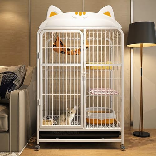 Katzenkäfig für den Innenbereich, Haustierkäfig, großes Katzengehege mit Auslauf auf Rädern, geeignet für kleine Kaninchen, Katzen, Welpen, Hundekäfige, Kleintiere(White,78x129.4cm/30.7x50.9in) Katzenkäfig für den Innenbereich, Haustierkäfig, großes Katzengehege mit Auslauf auf Rädern, geeignet für kleine Kaninchen, Katzen, Welpen, Hundekäfige, Kleintiere(White,78x129.4cm/30.7x50.9in) von CRGOEUM