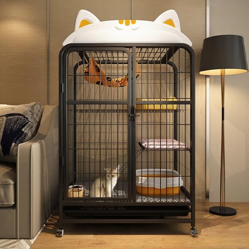 Katzenkäfig für den Innenbereich, Haustierkäfig, großes Katzengehege mit Auslauf auf Rädern, geeignet für kleine Kaninchen, Katzen, Welpen, Hundekäfige, Kleintiere(Black,78x129.4cm/30.7x50.9in) Katzenkäfig für den Innenbereich, Haustierkäfig, großes Katzengehege mit Auslauf auf Rädern, geeignet für kleine Kaninchen, Katzen, Welpen, Hundekäfige, Kleintiere(Black,78x129.4cm/30.7x50.9in) von CRGOEUM