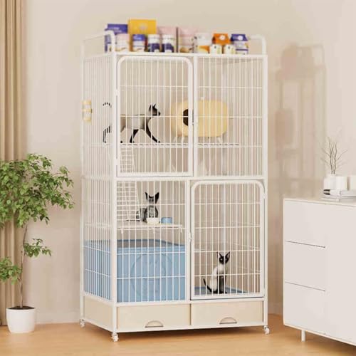 Katzenkäfige für Drinnen mit Katzentoilette, Laufstall für Haustiere, Katzenkäfig mit Stauraum, Haustierkäfig für Katzen mit Rädern für Katzen, Ideal für 1-2 Katzen(White,83x156cm/32.6x61.4in) Katzenkäfige für Drinnen mit Katzentoilette, Laufstall für Haustiere, Katzenkäfig mit Stauraum, Haustierkäfig für Katzen mit Rädern für Katzen, Ideal für 1-2 Katzen(White,83x156cm/32.6x61.4in) von CRGOEUM
