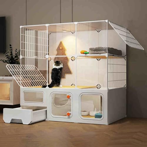 Laufgitterbox für Katzen, Katzenkäfige mit Katzenklo, Katzenkäfig, Laufstall für den Innenbereich, großer zusätzlicher Übungsplatz für Kätzchen, kleine Katzen und andere Tiere (weiß, 107 x 107 cm) Laufgitterbox für Katzen, Katzenkäfige mit Katzenklo, Katzenkäfig, Laufstall für den Innenbereich, großer zusätzlicher Übungsplatz für Kätzchen, kleine Katzen und andere Tiere (weiß, 107 x 107 cm) von CRGOEUM