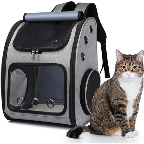 Critter Sitters Grauer Haustier-Rucksack für kleine Hunde, Katzen, mit kratzfesten, atmungsaktiven Netzfenstern, Fluggesellschafts-Handgepäck, Sicherheitsleine, Taschen, langlebiger Transport für Critter Sitters Grauer Haustier-Rucksack für kleine Hunde, Katzen, mit kratzfesten, atmungsaktiven Netzfenstern, Fluggesellschafts-Handgepäck, Sicherheitsleine, Taschen, langlebiger Transport für von CRITTER SITTERS