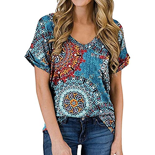 Damen T-Shirt Sommer Kurzarm Bluse Tops Casual Print T-Shirts Casual (Color : G, Size : M) von CRMY