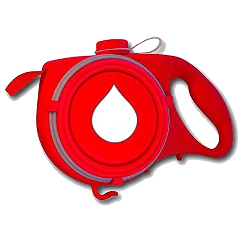 Multifunktionale Hundeleine, integrierte Wasserflasche 4 in 1 Funktion mit zusammenklappbarer Schüssel und Müllbeutelspender (Color : Red) von CRMY