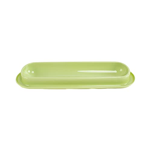 Gekippter Futternapf for Katzen, Hals, Anti-Erbrechen, 15° geneigte Wassernäpfe, 34,3 cm lang, Einzelnapf for mehrere Kätzchen/43 (Color : Green) von CROKZ