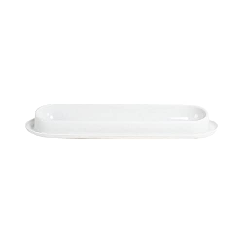 Gekippter Futternapf for Katzen, Hals, Anti-Erbrechen, 15° geneigte Wassernäpfe, 34,3 cm lang, Einzelnapf for mehrere Kätzchen/43 (Color : White) von CROKZ