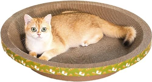 Kratzschale for Katzen – gewellte Kratzunterlage und Bett, katzenfreundliche Kratzschale, schleift Krallen und schützt Möbel, hält Ihre Katze glücklich und Möbel sicher/870 von CROKZ