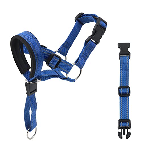 Mundschutz for Hunde, Maulkorb for deutsche Hunde, reflektierendes Nylonband, sicherer Maulkorb, mittelgroße und große Rassen, Mundschutz, Nylonband/94 (Color : Blue, Size : Medium) von CROKZ