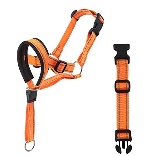 Mundschutz for Hunde, Maulkorb for deutsche Hunde, reflektierendes Nylonband, sicherer Maulkorb, mittelgroße und große Rassen, Mundschutz, Nylonband/94 (Color : Orange, Size : Large) von CROKZ