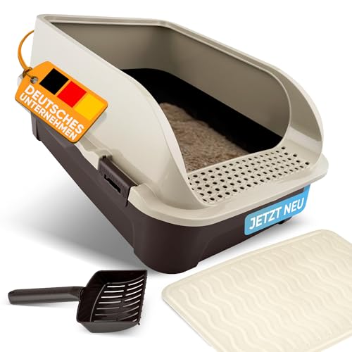 CROPLAS Katzenklo offen hoher Rand, Katzenklo ohne Deckel, Katzenklo groß, offenes Katzenklo, Katzentoilette offen mit Katzenklo Matte + Katzenklo Schaufel, Cat Litter Box, Katzen klo, Katzenklo beige CROPLAS Katzenklo offen hoher Rand, Katzenklo ohne Deckel, Katzenklo groß, offenes Katzenklo, Katzentoilette offen mit Katzenklo Matte + Katzenklo Schaufel, Cat Litter Box, Katzen klo, Katzenklo beige von CROPLAS