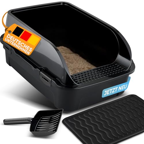 CROPLAS Katzenklo offen hoher Rand, Katzenklo ohne Deckel, Katzenklo groß, offenes Katzenklo, Katzentoilette offen mit Katzenklo Matte & Katzenklo Schaufel,Cat Litter Box,Katzen klo, Katzenklo schwarz CROPLAS Katzenklo offen hoher Rand, Katzenklo ohne Deckel, Katzenklo groß, offenes Katzenklo, Katzentoilette offen mit Katzenklo Matte & Katzenklo Schaufel,Cat Litter Box,Katzen klo, Katzenklo schwarz von CROPLAS