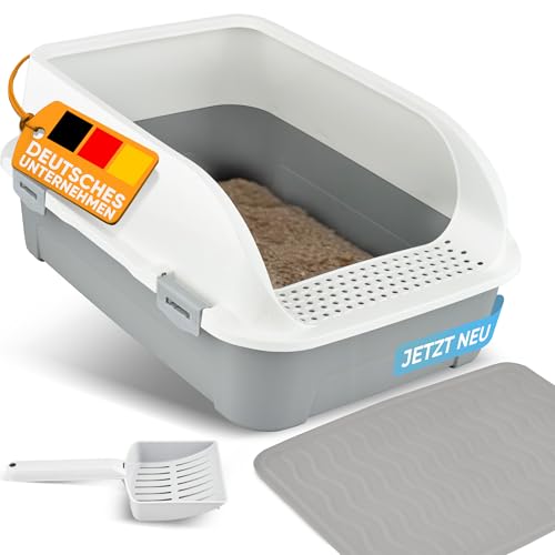 CROPLAS Katzenklo offen hoher Rand, Katzenklo ohne Deckel, Katzenklo groß, offenes Katzenklo, Katzentoilette offen mit Katzenklo Matte + Katzenklo Schaufel, Cat Litter Box, Katzen klo, Katzenklo weiß CROPLAS Katzenklo offen hoher Rand, Katzenklo ohne Deckel, Katzenklo groß, offenes Katzenklo, Katzentoilette offen mit Katzenklo Matte + Katzenklo Schaufel, Cat Litter Box, Katzen klo, Katzenklo weiß von CROPLAS