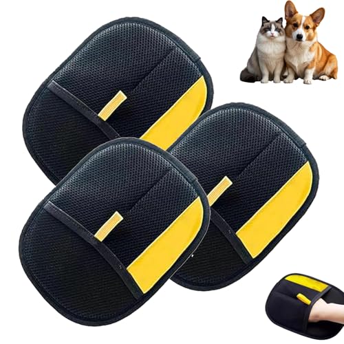 CRTZHA Altogether to Pet Handschuh, Pawlush Pro Handschuh, Altogether Tierhaarentferner, Elektrostatischer Handschuh zur Tierhaarentfernung, wiederverwendbar, doppelseitig (3PCS) von CRTZHA
