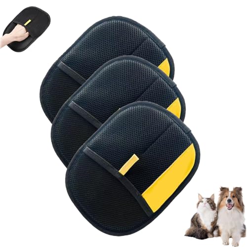 CRTZHA Goalintent Haustierhandschuhe, Goalintent Tierhaarentferner Elektrostatische Handschuhe, Haarentfernungshandschuhe, Wiederverwendbarer Katzen- & Hundehaarentferner für die Couch (3PC) von CRTZHA