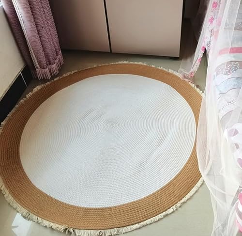 Nestoly Baumwollseil-Teppich für Katzen, Nestoly Katzenteppich, Baumwollseil-Teppich für Katzen, Premium-Baumwoll-Teppich – weich, strapazierfähig (White/Tan,32 Inch) von CRTZHA