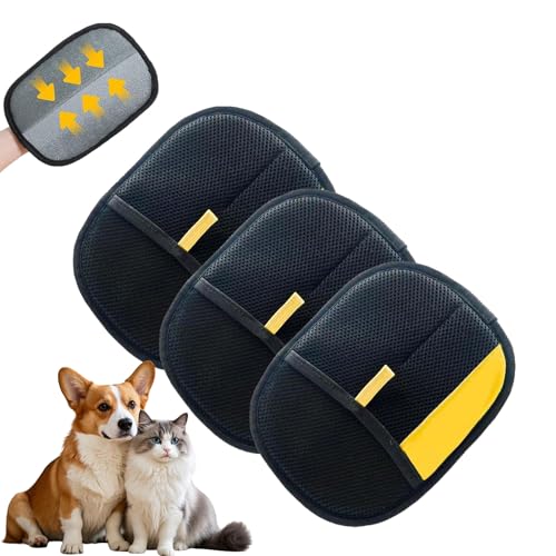 Petlova Handschuh, Petlova Sweep Handschuh, Neue doppelseitige, wiederverwendbare elektrostatische Handschuhe (2025) zur Tierhaarentfernung, Für Hunde und Katzen mit langem und kurzem Fell (3PC) von CRTZHA