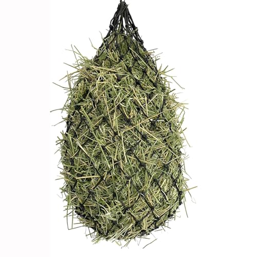 Heunetz Pferde, Langsames Füttern Engmaschig Heubeutel Artgerechte Fütterung, Verbessert Verdauung Nylon Dicker Verstellbarer Heutasche Stroh Futterbeutel, Pferde Schafe Ziegen (Black,50inch1.6") von CSARPECT