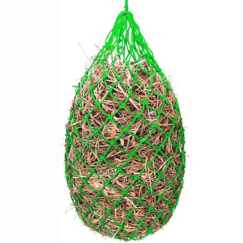 Heunetz Pferde, Langsames Füttern Engmaschig Heubeutel Artgerechte Fütterung, Verbessert Verdauung Nylon Dicker Verstellbarer Heutasche Stroh Futterbeutel, Pferde Schafe Ziegen (Green,45inch1.5") von CSARPECT