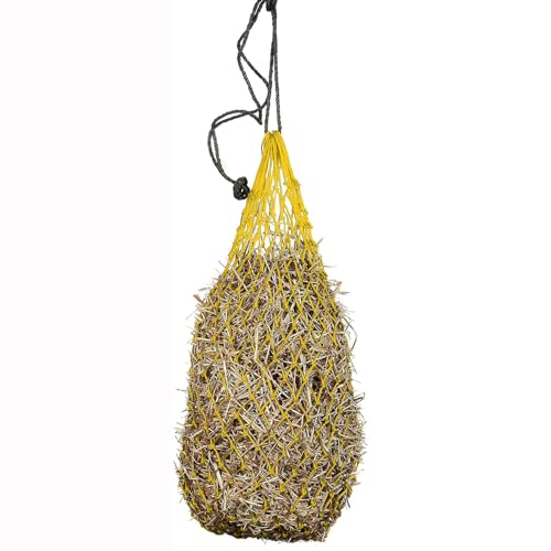 Heunetz Pferde, Langsames Füttern Engmaschig Heubeutel Artgerechte Fütterung, Verbessert Verdauung Nylon Dicker Verstellbarer Heutasche Stroh Futterbeutel, Pferde Schafe Ziegen (Yellow,50inch1.6") von CSARPECT