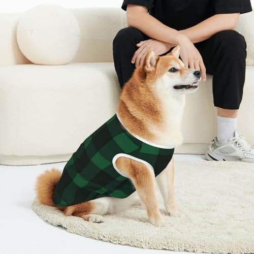 CSIVKEJ Hunde-T-Shirt, Büffelkaro, für Katzen und Hunde, weich, niedlich, für kleine, mittelgroße und große Hunde, Schwarz und Grün CSIVKEJ Hunde-T-Shirt, Büffelkaro, für Katzen und Hunde, weich, niedlich, für kleine, mittelgroße und große Hunde, Schwarz und Grün von CSIVKEJ