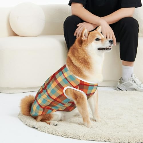 CSIVKEJ Hunde-T-Shirt für Katzen und Hunde, buntes Büffelkaromuster, weich, niedlich, für kleine, mittelgroße und große Hunde CSIVKEJ Hunde-T-Shirt für Katzen und Hunde, buntes Büffelkaromuster, weich, niedlich, für kleine, mittelgroße und große Hunde von CSIVKEJ