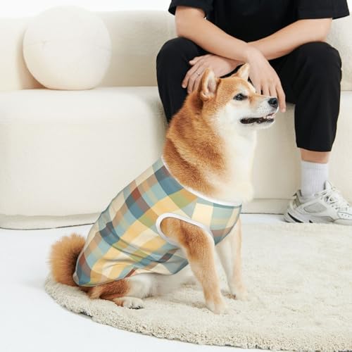 CSIVKEJ Hunde-T-Shirt für Katzen und Hunde, buntes Büffelkaromuster, weich, niedlich, für kleine, mittelgroße und große Hunde CSIVKEJ Hunde-T-Shirt für Katzen und Hunde, buntes Büffelkaromuster, weich, niedlich, für kleine, mittelgroße und große Hunde von CSIVKEJ