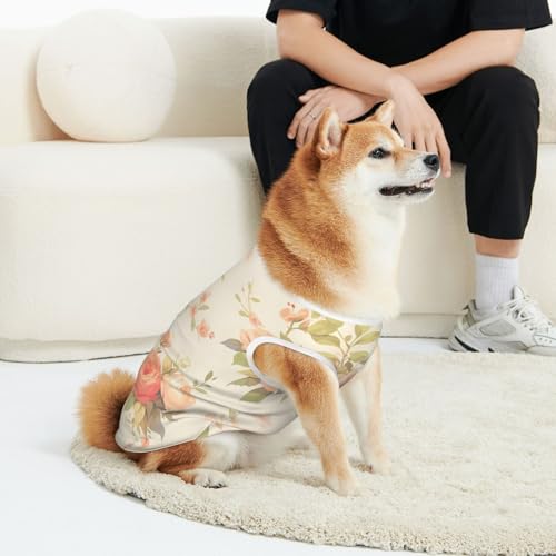 CSIVKEJ Hunde-T-Shirt mit Vintage-Blumendruck, für Katzen und Hunde, weich, niedlich, für kleine und mittelgroße Hunde CSIVKEJ Hunde-T-Shirt mit Vintage-Blumendruck, für Katzen und Hunde, weich, niedlich, für kleine und mittelgroße Hunde von CSIVKEJ