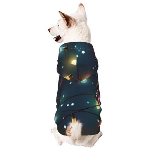 Christmas Lights Chic 3D Dog Hoodies for Small Pets A Cozy Costume for Stylish Puppy Cosplay Delight M von CSIVKEJ