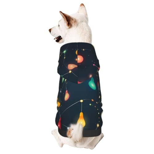 Christmas Lights Schicker 3D-Hunde-Kapuzenpullover für kleine Haustiere, ein gemütliches Kostüm für stilvolle Welpen-Kostüme von CSIVKEJ