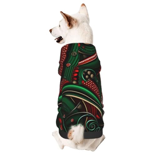 Grüne Schneeflocken, schicker 3D-Hunde-Kapuzenpullover für kleine Haustiere, ein gemütliches Kostüm für stilvolle Welpen, Cosplay, Delight, XS von CSIVKEJ