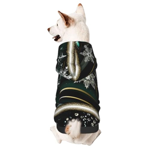 Grüne Schneeflocken, schicker 3D-Hunde-Kapuzenpullover für kleine Haustiere, ein gemütliches Kostüm für stilvolle Welpen, Cosplay, Delight M von CSIVKEJ