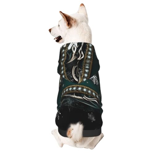 Grüne Schneeflocken, schicker 3D-Hunde-Kapuzenpullover für kleine Haustiere, ein gemütliches Kostüm für stilvolle Welpen, Cosplay, Delight XL von CSIVKEJ