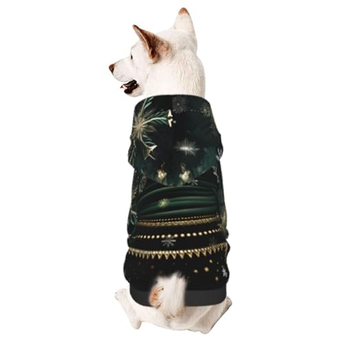 Grüne Schneeflocken, schicker 3D-Hunde-Kapuzenpullover für kleine Haustiere, ein gemütliches Kostüm für stilvolle Welpen, Cosplay, Delight XXL von CSIVKEJ