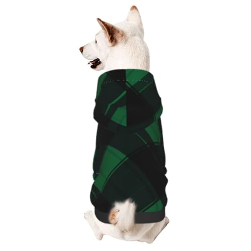 Hunde-Kapuzenpullover für kleine Haustiere, kariert, schick, 3D-Design, Schwarz und Grün, Größe XL von CSIVKEJ