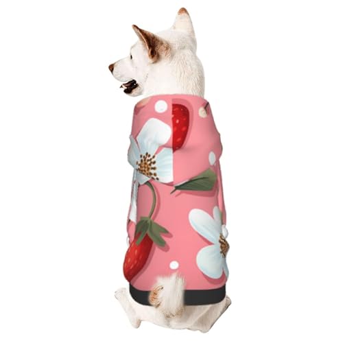 Strawberry Chic 3D-Hunde-Kapuzenpullover für kleine Haustiere, ein gemütliches Kostüm für stilvolle Welpen, Cosplay, Delight, XS von CSIVKEJ
