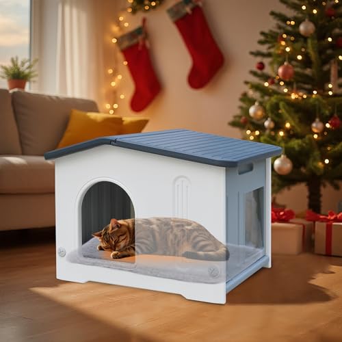 CSQOO Wasserdichtes Katzenhaus im Freien mit Fluchttür, Kunststoff-Katzenhaus für Wildkatzen, Outdoor-Katzenhaus mit Matte, stabiles Katzenhaus für Outdoor-Katzen, einfacher Zusammenbau, Grau CSQOO Wasserdichtes Katzenhaus im Freien mit Fluchttür, Kunststoff-Katzenhaus für Wildkatzen, Outdoor-Katzenhaus mit Matte, stabiles Katzenhaus für Outdoor-Katzen, einfacher Zusammenbau, Grau von CSQOO