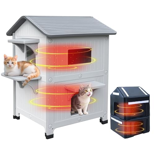 Katzenhaus aus Kunststoff für den Innen- und Außenbereich, mit isoliertem Futter, 100 % isoliert, für den Winter, wasserdicht, wilde Katzenhütte, einfache Montage, Weiß Katzenhaus aus Kunststoff für den Innen- und Außenbereich, mit isoliertem Futter, 100 % isoliert, für den Winter, wasserdicht, wilde Katzenhütte, einfache Montage, Weiß von CSQOO