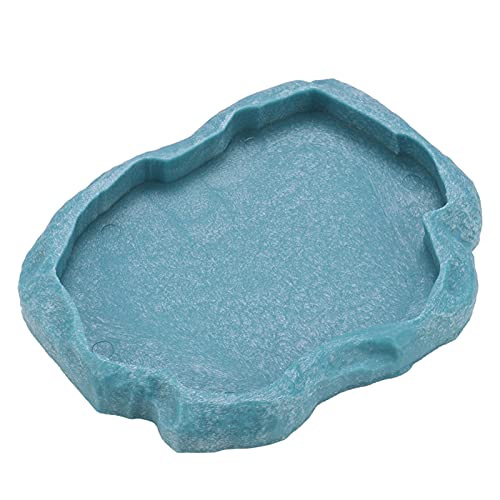 CSXMONEY Reptile Pets Wassernapf, Felsen Reptilien Futternapf für Schildkröte Eidechse, Amphibien Einsiedlerschildkröten (S,Himmelblau) von CSXMONEY