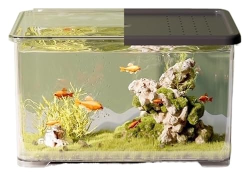 CSYQPDMBDL Kugelaquarium, Goldfischglas, Transparentes Acryl-Aquarium mit Schiebedeckel, kleines Wohnzimmer-Desktop-Aquarium, Schildkrötenbecken(Black) von CSYQPDMBDL