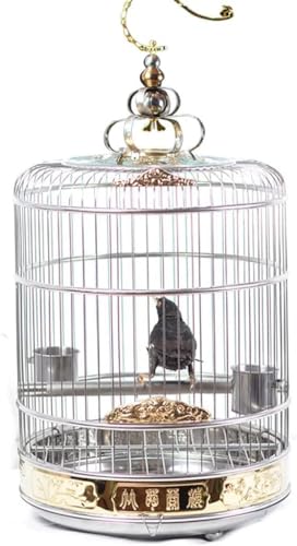 Vogelkäfig, Vogelkäfig, Käfig aus Edelstahl, Schublade, Gestell, großer Vogelkäfig, rund, tragbarer Vogelkäfig (44 x 55 cm) von CSYQPDMBDL