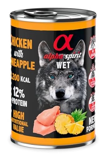 Alpha Spirit Nassfutter Premium Hunde 6 Dosen x 400 g (Huhn mit Ananas) von CT-TRONICS