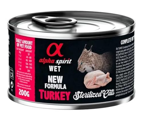 Alpha Spirit Nassfutter komplett für sterilisierte Katzen, 6 Dosen (Pavo, 6 Dosen x 200 g) von CT-TRONICS