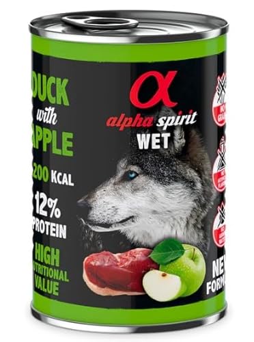 Alpha Spirit Premium Nassfutter für Hunde, 6 Dosen x 400 g (Ente mit grünem Apfel) von CT-TRONICS