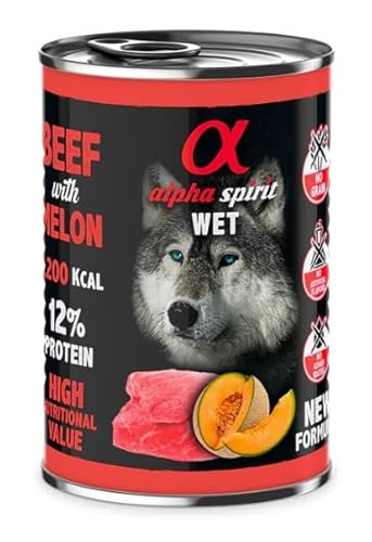 Alpha Spirit Premium Nassfutter für Hunde, 6 Dosen x 400 g (Kalbfleisch mit Melone) von CT-TRONICS